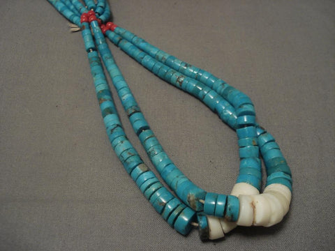 Rare Vintage Santo Domingo Dark Blue Turquoise Ceremonial Necklace