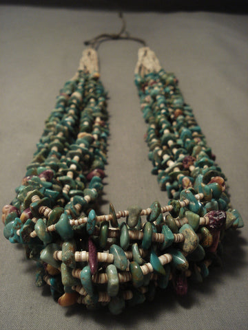 245 Gram Vintage Navajo Natural Green Turquoise Spiny Oyster Necklace