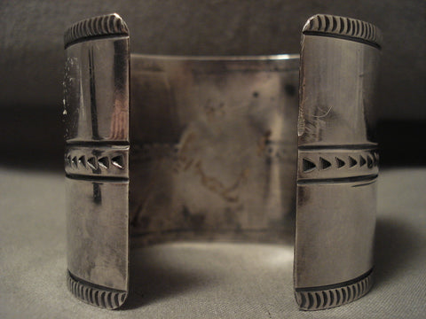 Museum Wide Vintage Navajo Turquoise Silver 'Mask' Bracelet