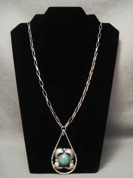 Museum Vintage Navajo Blue Creek Turquoise Silver Chain Necklace