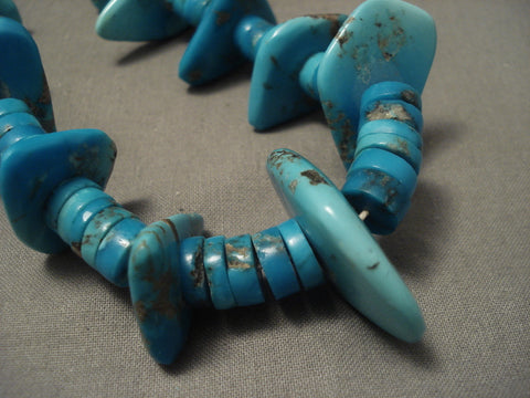 Earlier 1900's Vintage Navajo 'Real Persian' Turquoise Necklace Old