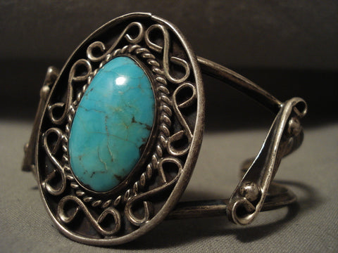 Museum Vintage Navajo 'Infinity Sign' Turquoise Silver Bracelet