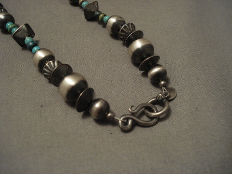 Fabulous Vintage Navajo 'Wrap Around' Sterling Silver Turquoise Necklace