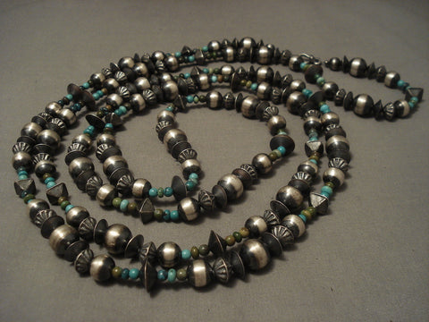 Fabulous Vintage Navajo 'Wrap Around' Sterling Silver Turquoise Necklace