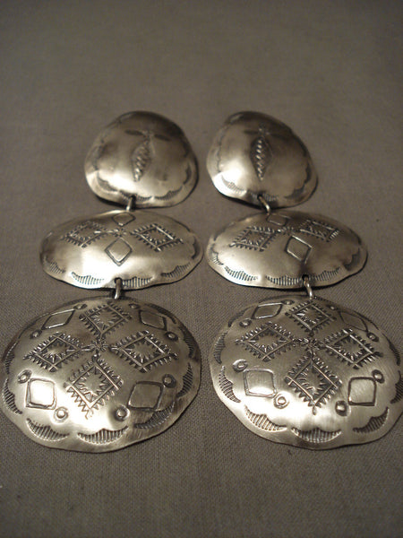 Some Of The Largest Vintage Navajo Silver Earrings We Have Collected