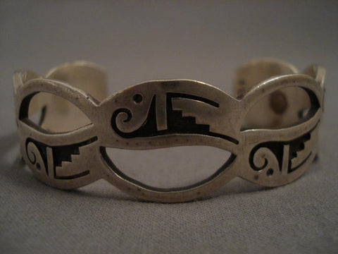 Very Rare Vintage Hopi Glen Lucas Silver Goemtric Bracelet