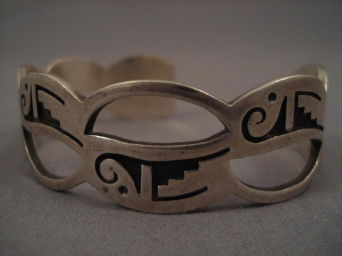 Very Rare Vintage Hopi Glen Lucas Silver Goemtric Bracelet