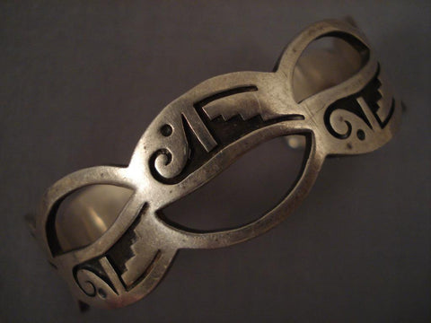 Very Rare Vintage Hopi Glen Lucas Silver Goemtric Bracelet