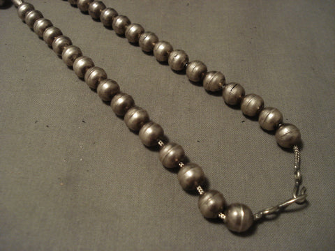 Early 1900;s Vintage Navajo Hand Pounded Silver Squash Necklace Old