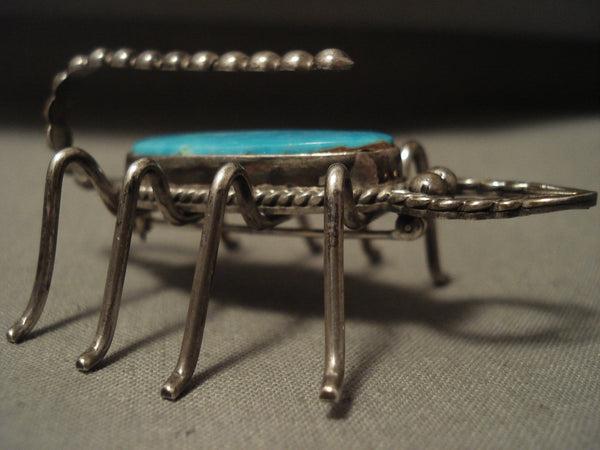 Intricacy Intricacy Vintage Navajo Handmade Huge Silver Turquoise Scorpion Pin