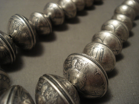 423 Grams Mind Blowing Hand Tooled Old Navajo Silver Necklace