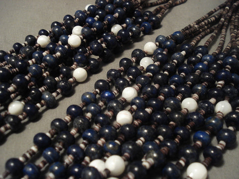 Very Rare Modernistic Navajo 'Rounded Lapis' Pearl Necklace