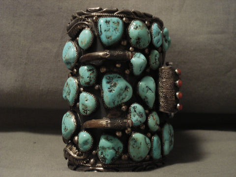 274 Grams Omg Heavy Huge One Of Largest Vintage Navajo Turquoise Silver Bracelet