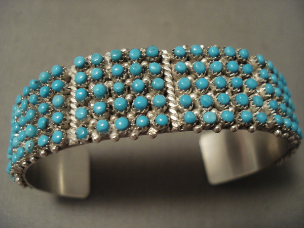 Snake Eyes Zuni 150 Turquoise Stone Silver Bracelet