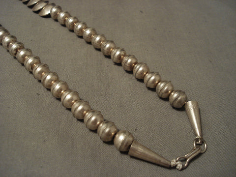 Completely Hand Tooled Vintage Navajo Silver Necklace Old