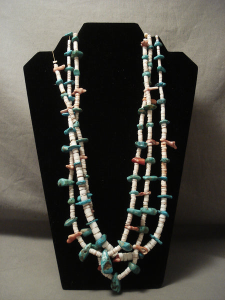 Earlier 1900's Vintage Santo Domingi Turquoise And Shell Necklace