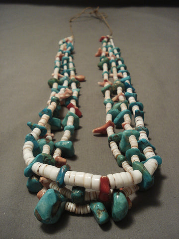 Earlier 1900's Vintage Santo Domingi Turquoise And Shell Necklace