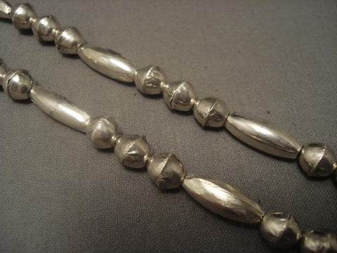 Xxl Vintage Zuni Thunderbird Dancer Silver Bead Necklace