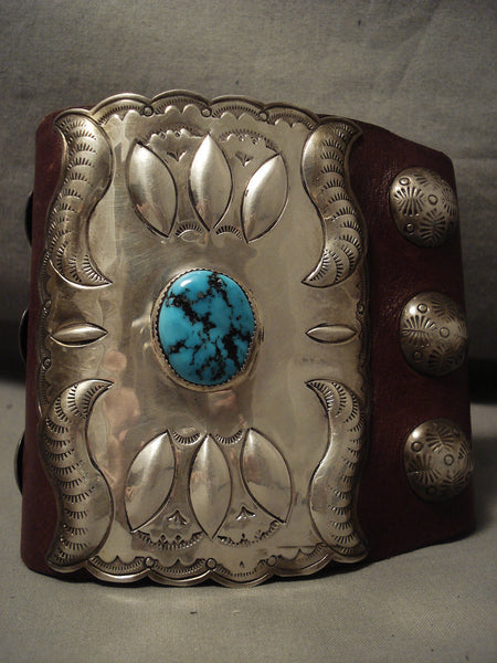 Superlative Vintage Navajo Hand Hammered Turquoise Silver Ketoh Bracelet