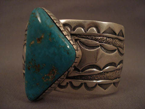 Very Rare Vintage Navajo Carlin Turquoise Silver Bracelet