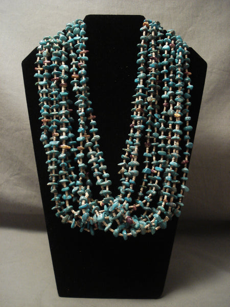 Remarkable Modernistic Navajo 'Tight Weave' Persian Turquoise Necklace