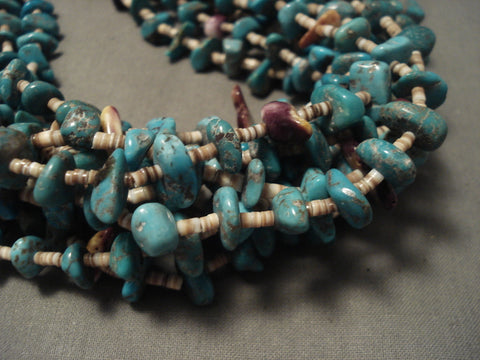 Remarkable Modernistic Navajo 'Tight Weave' Persian Turquoise Necklace