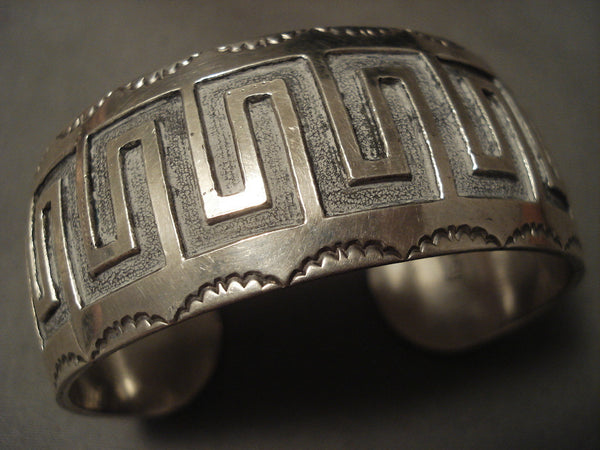 Geometric Snake Amazing Quality Vintage Navajo Sterling Silver Bracelet