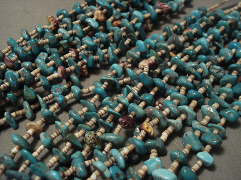 Remarkable Modernistic Navajo 'Tight Weave' Persian Turquoise Necklace