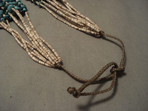 Remarkable Modernistic Navajo 'Tight Weave' Persian Turquoise Necklace