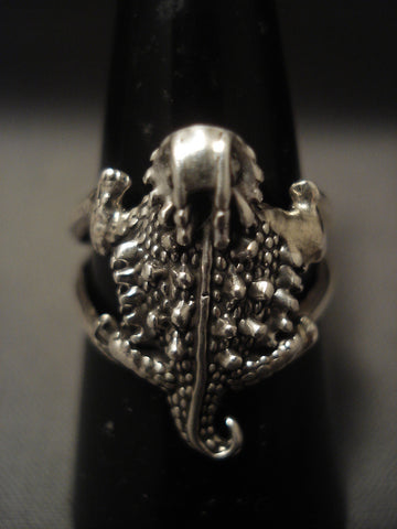 Advanced Silver Work Famous Artist Benny Yazzie Toad Silver Ring