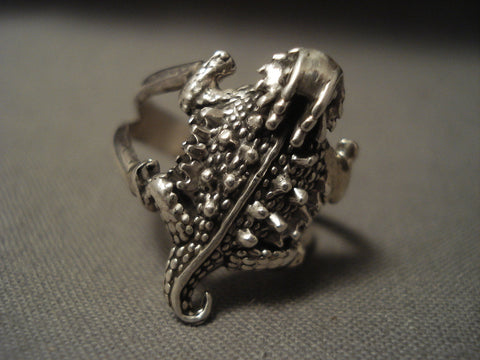 Advanced Silver Work Famous Artist Benny Yazzie Toad Silver Ring