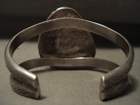High Grade Natural Old Persin Turquoise Vintage Navajo Silver Bracelet