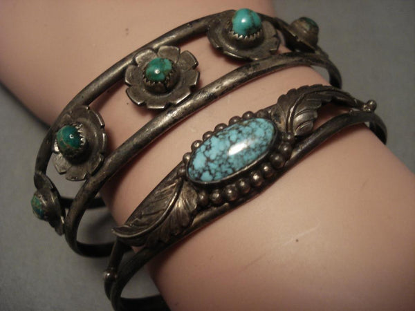 Two Famous Mine Vintage Navajo Silver Bracelets