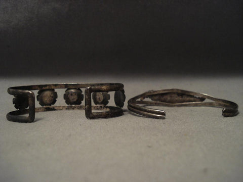 Two Famous Mine Vintage Navajo Silver Bracelets