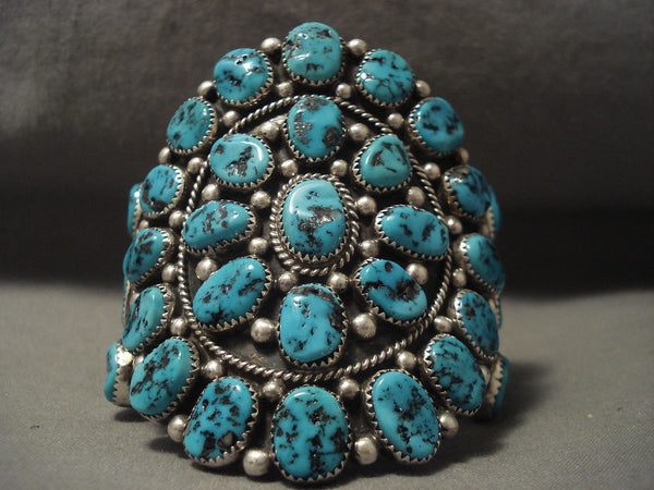 Gigantic Vintage Navajo Old Kingman Turquoise Silver Bracelet