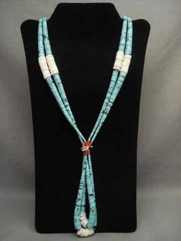 Vintage Navajo/santo Domingo Blue Diamond Turquoise Necklace