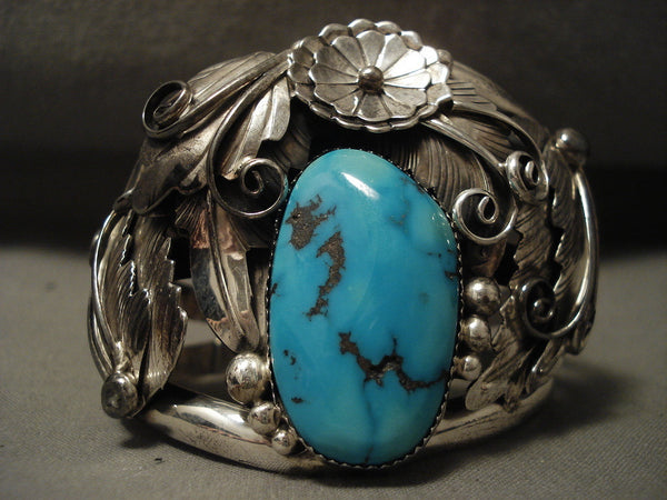 Colossal Navajo Natural Sleeping Beauty Turquoise Silver Forest Bracelet