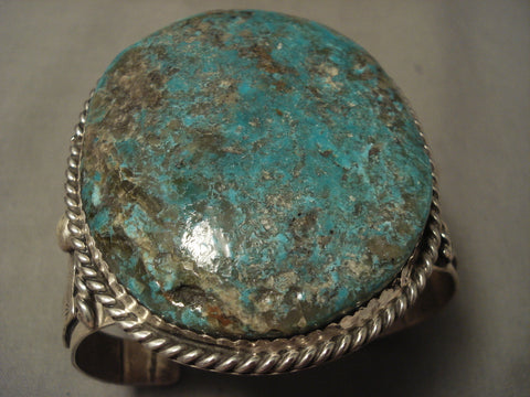 Colossal 125 Grams Navajo Green Turquoise Silver Bracelet