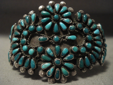 1920's Vintage Navajo Cerrillos Turquoise Silver Bracelet