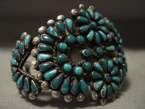 1920's Vintage Navajo Cerrillos Turquoise Silver Bracelet