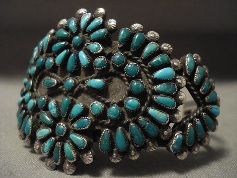 1920's Vintage Navajo Cerrillos Turquoise Silver Bracelet