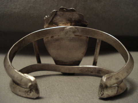 Huge Vintage Navajo Heavy Persin Turquoise Silver Bracelet