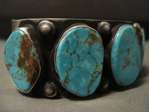 Huge Museum Vintage Navajo #8 Turquoise Silver Bracelet