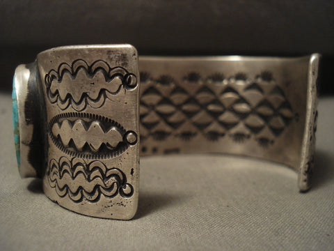 Huge Museum Vintage Navajo #8 Turquoise Silver Bracelet