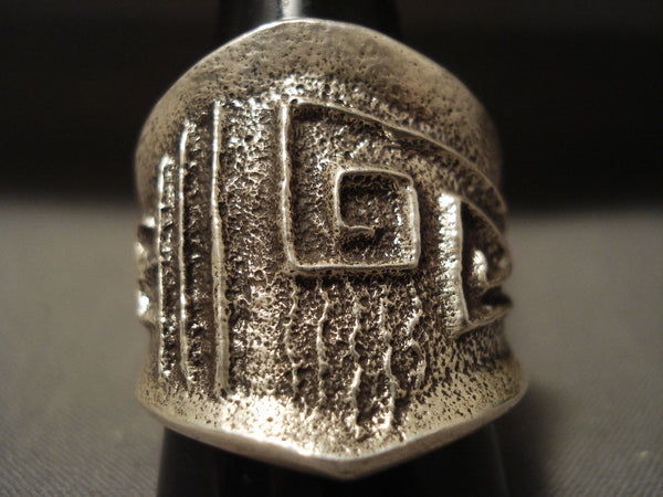 Museum Navajo Geoemtric Very Rare Tufa Silver Ring