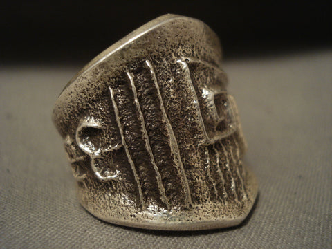 Museum Navajo Geoemtric Very Rare Tufa Silver Ring