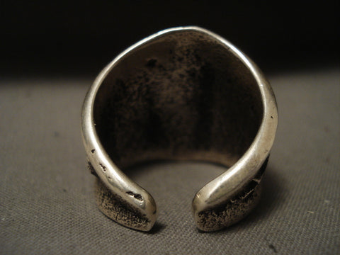 Museum Navajo Geoemtric Very Rare Tufa Silver Ring