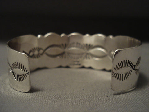 Important Modernistic Navajo 'Natural New Lander Turquoise' Silver Bracelet