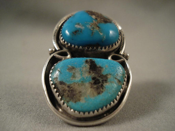 Big Old Vintage Navajo Bisbee Turquoise Silver Ring