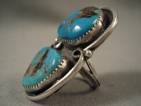 Big Old Vintage Navajo Bisbee Turquoise Silver Ring